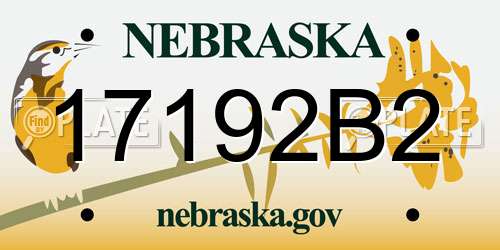 17192B2 Nebraska License Plate