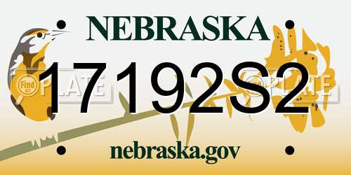 17192S2 Nebraska License Plate