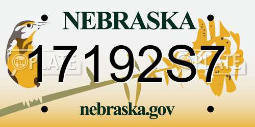 17192S7 Nebraska License Plate