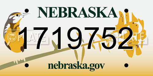 1719752 Nebraska License Plate