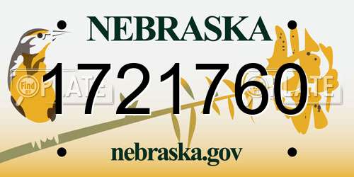 1721760 Nebraska License Plate