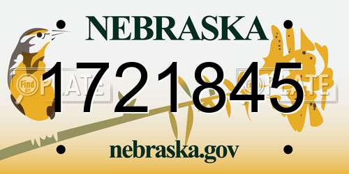 1721845 Nebraska License Plate