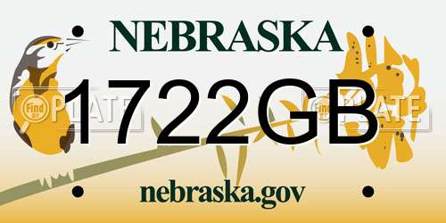 1722GB Nebraska License Plate
