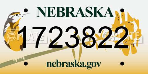 1723822 Nebraska License Plate