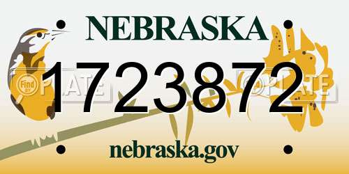 1723872 Nebraska License Plate