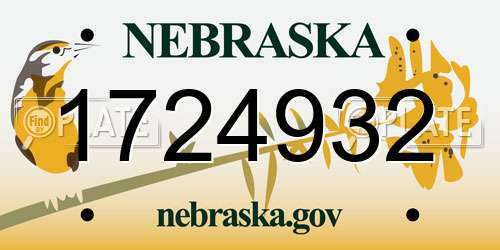 1724932 Nebraska License Plate