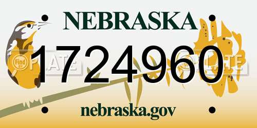 1724960 Nebraska License Plate