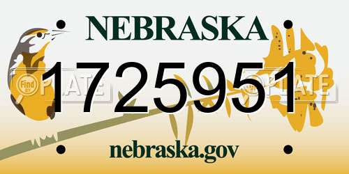 1725951 Nebraska License Plate