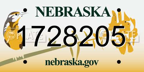 1728205 Nebraska License Plate