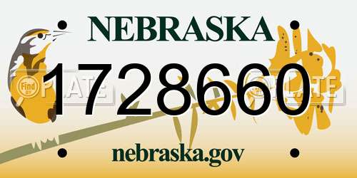 1728660 Nebraska License Plate