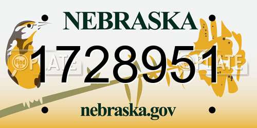 1728951 Nebraska License Plate