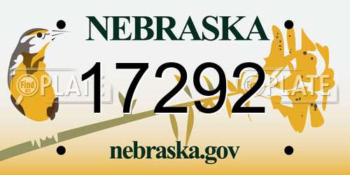 17292 Nebraska License Plate
