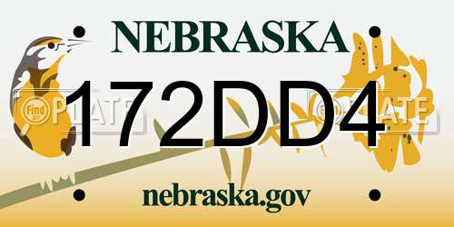 172DD4 Nebraska License Plate