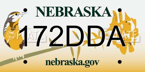 172DDA Nebraska License Plate