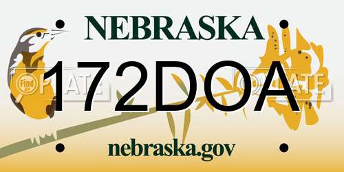 172DOA Nebraska License Plate