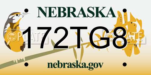 172TG8 Nebraska License Plate