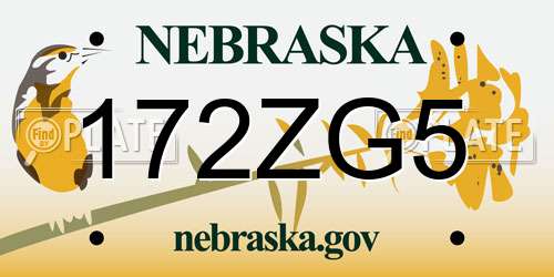 172ZG5 Nebraska License Plate