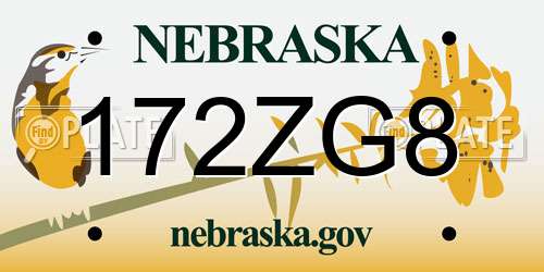172ZG8 Nebraska License Plate