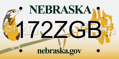 172ZGB Nebraska License Plate