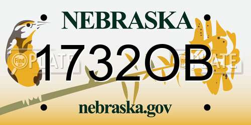 1732OB Nebraska License Plate