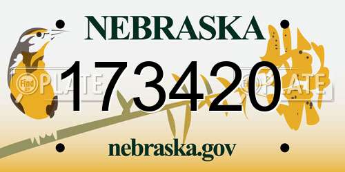 173420 Nebraska License Plate