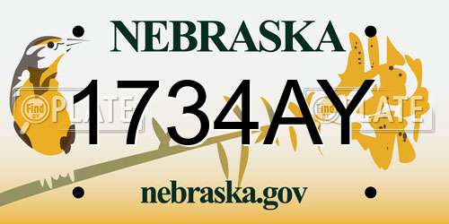 1734AY Nebraska License Plate