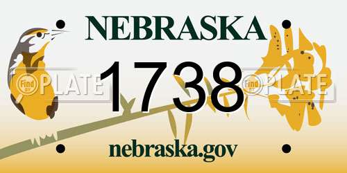1738 Nebraska License Plate