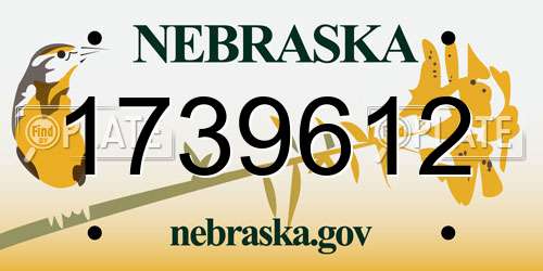 1739612 Nebraska License Plate