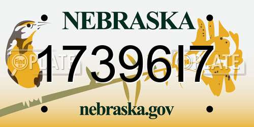 17396I7 Nebraska License Plate