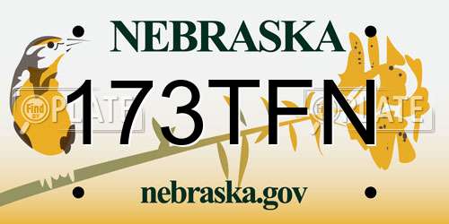 173TFN Nebraska License Plate