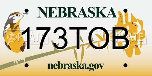 173TOB Nebraska License Plate