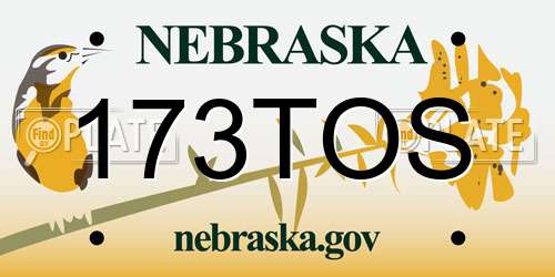 173TOS Nebraska License Plate