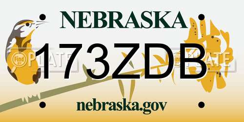 173ZDB Nebraska License Plate