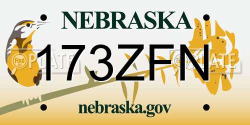 173ZFN Nebraska License Plate