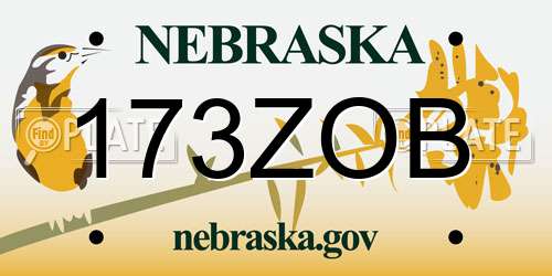 173ZOB Nebraska License Plate