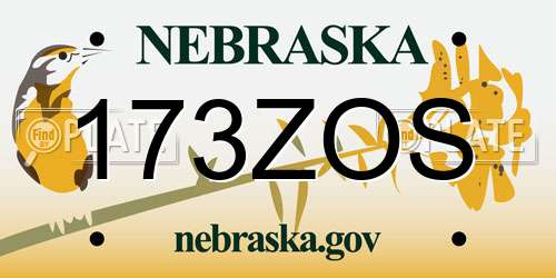 173ZOS Nebraska License Plate