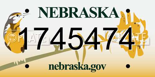 1745474 Nebraska License Plate