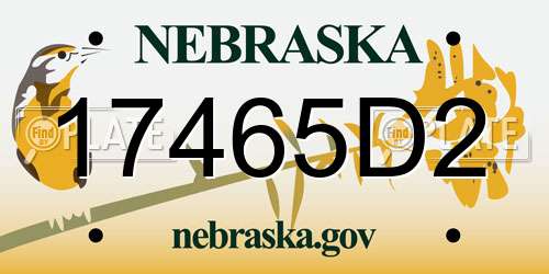 17465D2 Nebraska License Plate