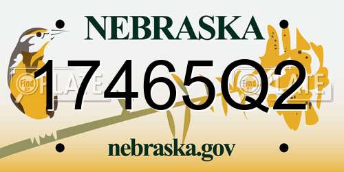 17465Q2 Nebraska License Plate