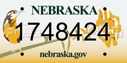 1748424 Nebraska License Plate