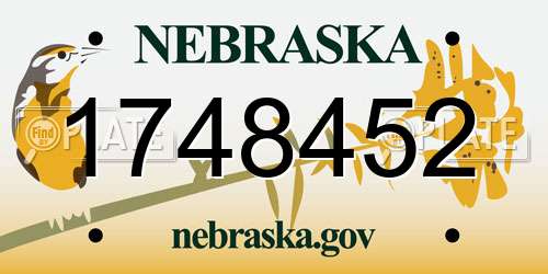 1748452 Nebraska License Plate