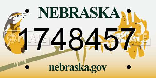 1748457 Nebraska License Plate