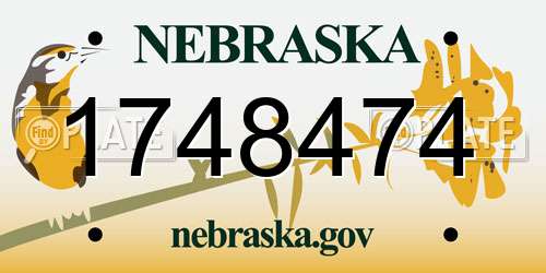 1748474 Nebraska License Plate