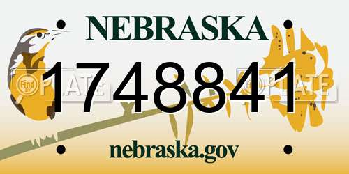 1748841 Nebraska License Plate