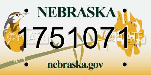 1751071 Nebraska License Plate