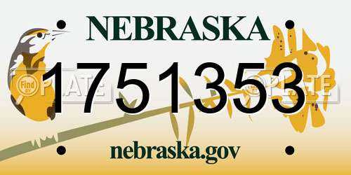 1751353 Nebraska License Plate