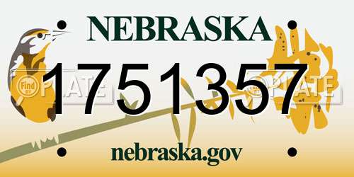 1751357 Nebraska License Plate