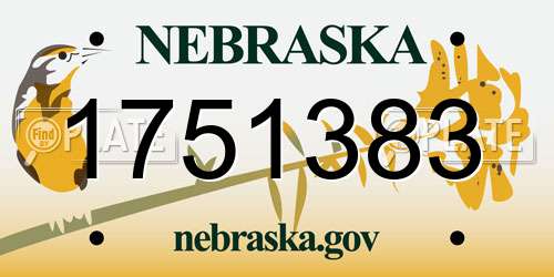 1751383 Nebraska License Plate