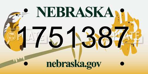 1751387 Nebraska License Plate