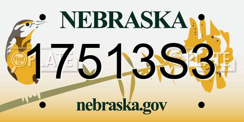 17513S3 Nebraska License Plate